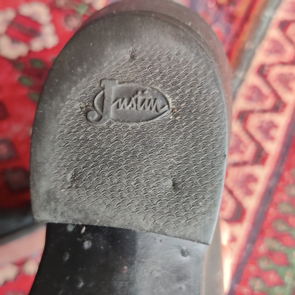 Vintage - Black leather Cowboy boots 'Justin' Very Good condition. Leather sole. - Picture 4 of 16